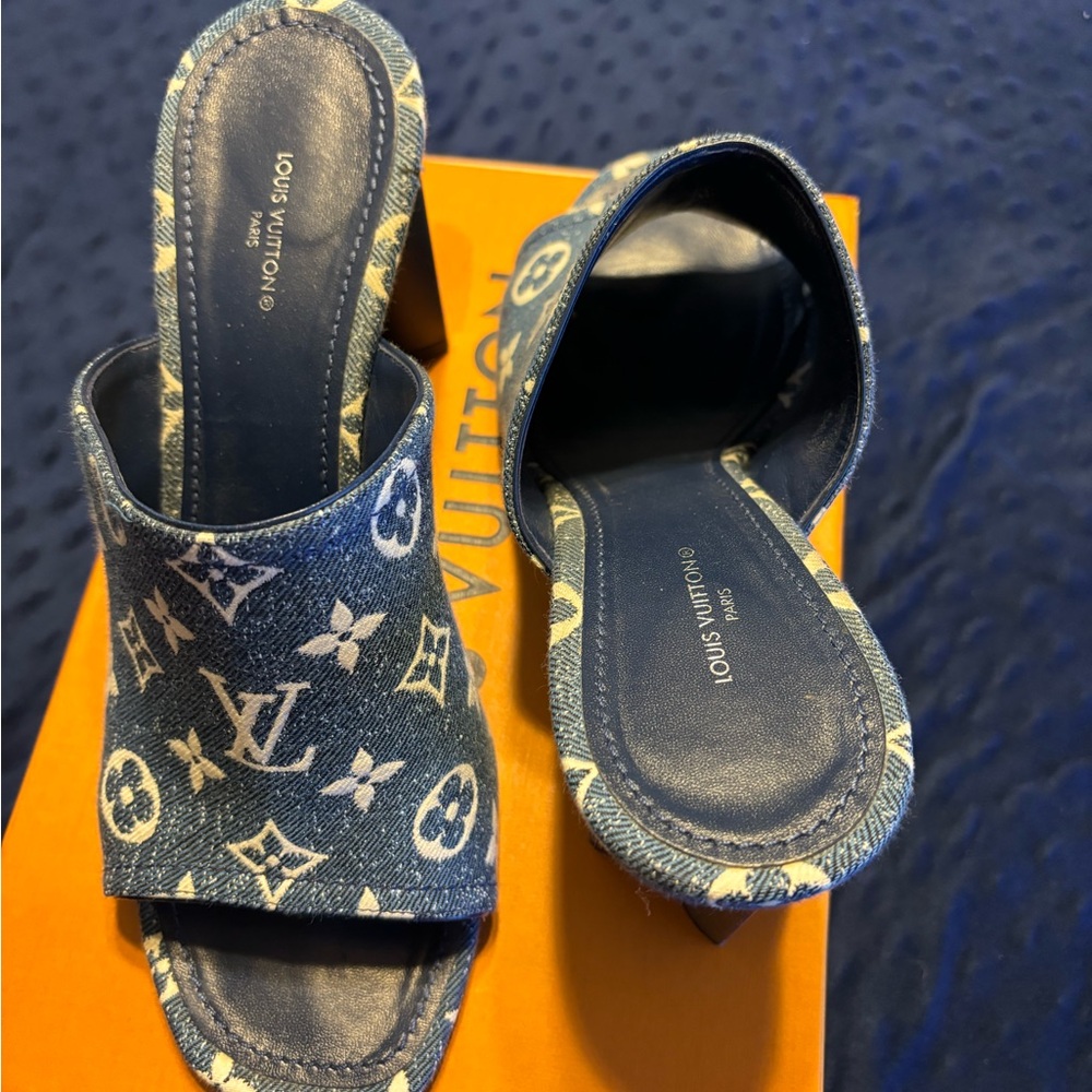 Louis Vuitton Denim Monogram Mules - Picture 4 of 4